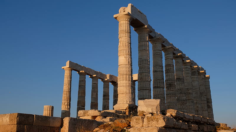 Poseidon Temple Greece, architecture, greece, ancient, poseidon, temple, HD wallpaper