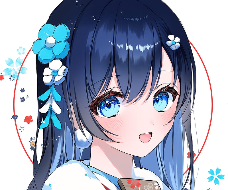 Chica anime, ojos azules, pelo azul, Fondo de pantalla HD | Peakpx