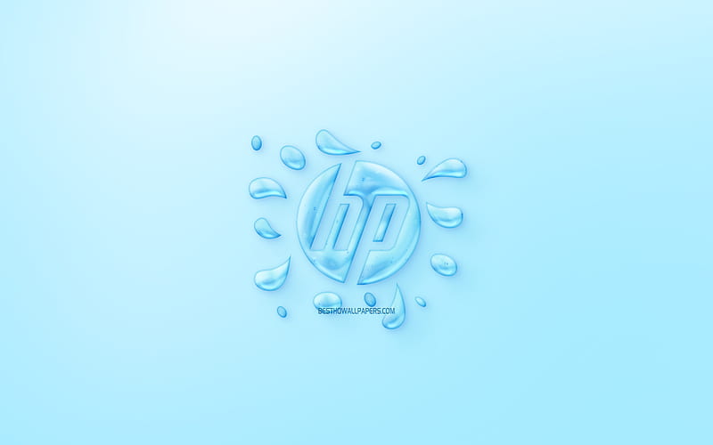 HP logo, water logo, Hewlett-Packard, emblem, blue background, HP logo made of water, creative art, water concepts, HP, HD wallpaper