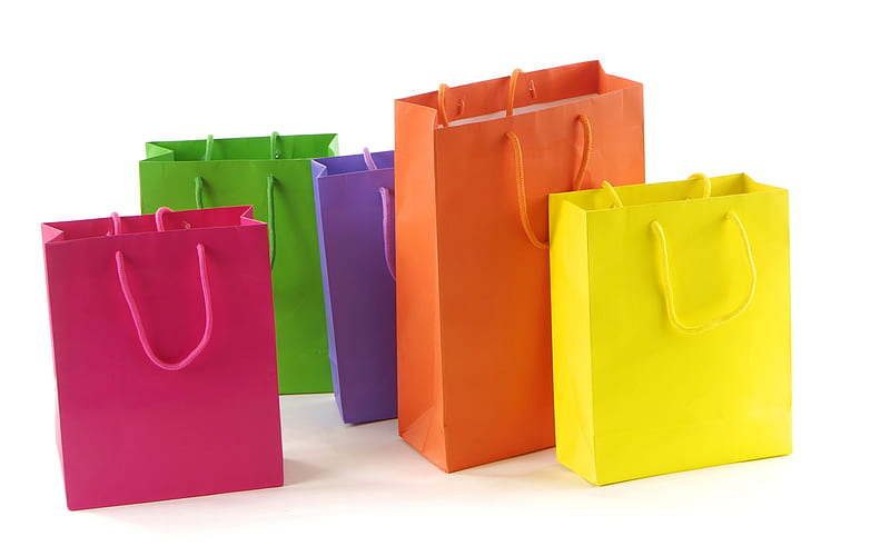 Shopping bags in different colours, HD wallpaper