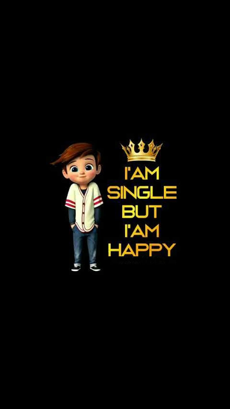 I Am Single, Cartoon Boy, black background, HD phone wallpaper