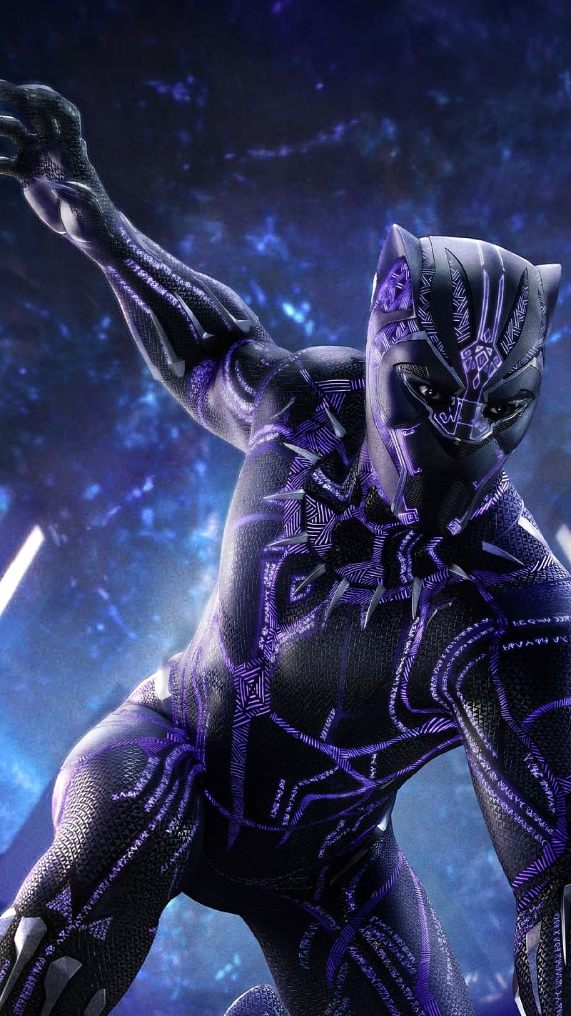 Black Panther In Purple Suit, black panther , purple, suit, marvel, movie, character, HD phone wallpaper