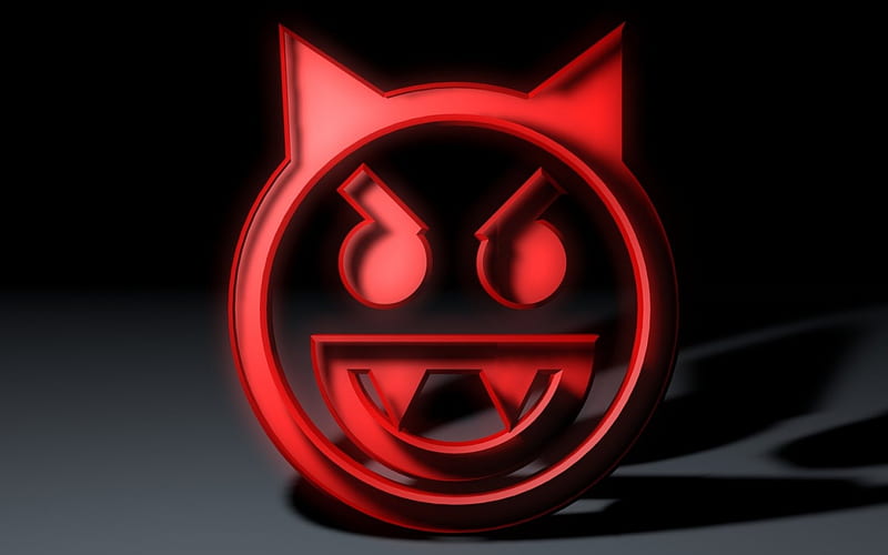 Angry, emoticon, red, face, HD wallpaper