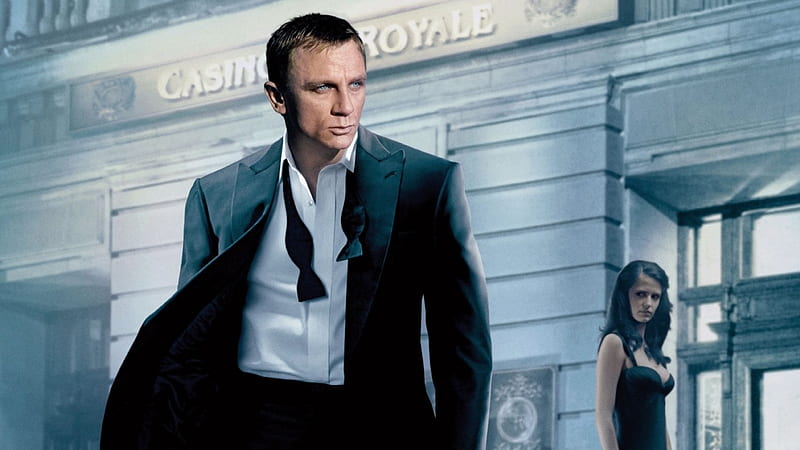 Casino Royale (2006), poster, movie, black, james bond, man, eva green, woman, casino royale, daniel craig, actress, actor, blue, HD wallpaper