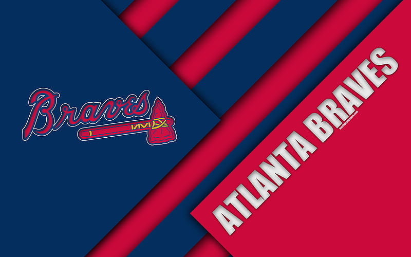 Atlanta Braves, MLB red blue abstraction, logo, material design, baseball, Atlanta, USA, Major League Baseball, HD wallpaper