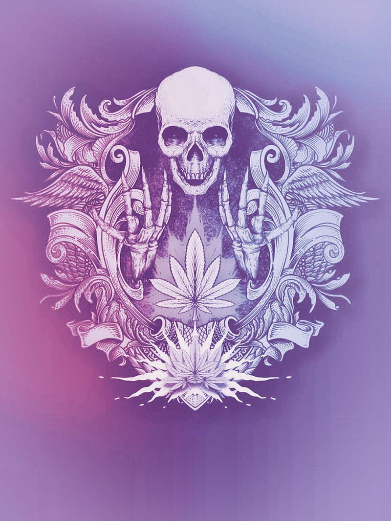 purple haze, marijuana, purple, skeleton, skull, HD phone wallpaper
