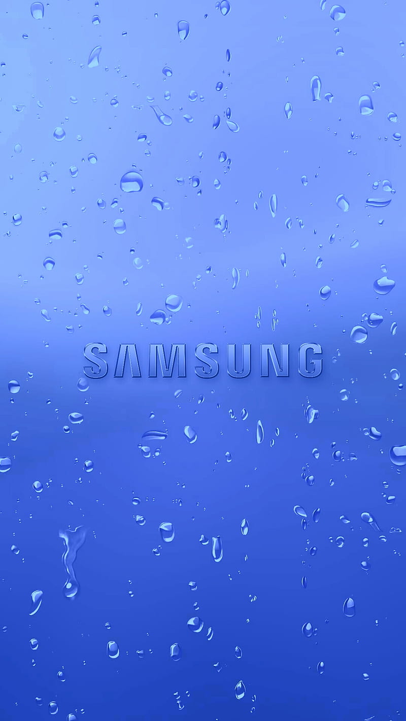 samsung, background, blue, drop, letter, logo, phone, water, HD phone wallpaper
