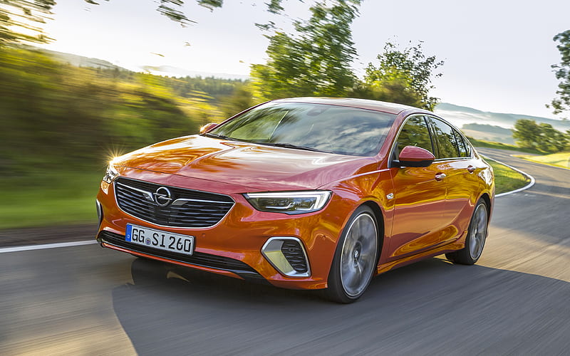 Opel Insignia GSi, 2018, new cars, orange Insignia, new Insignia, road, speed, German cars, HD wallpaper