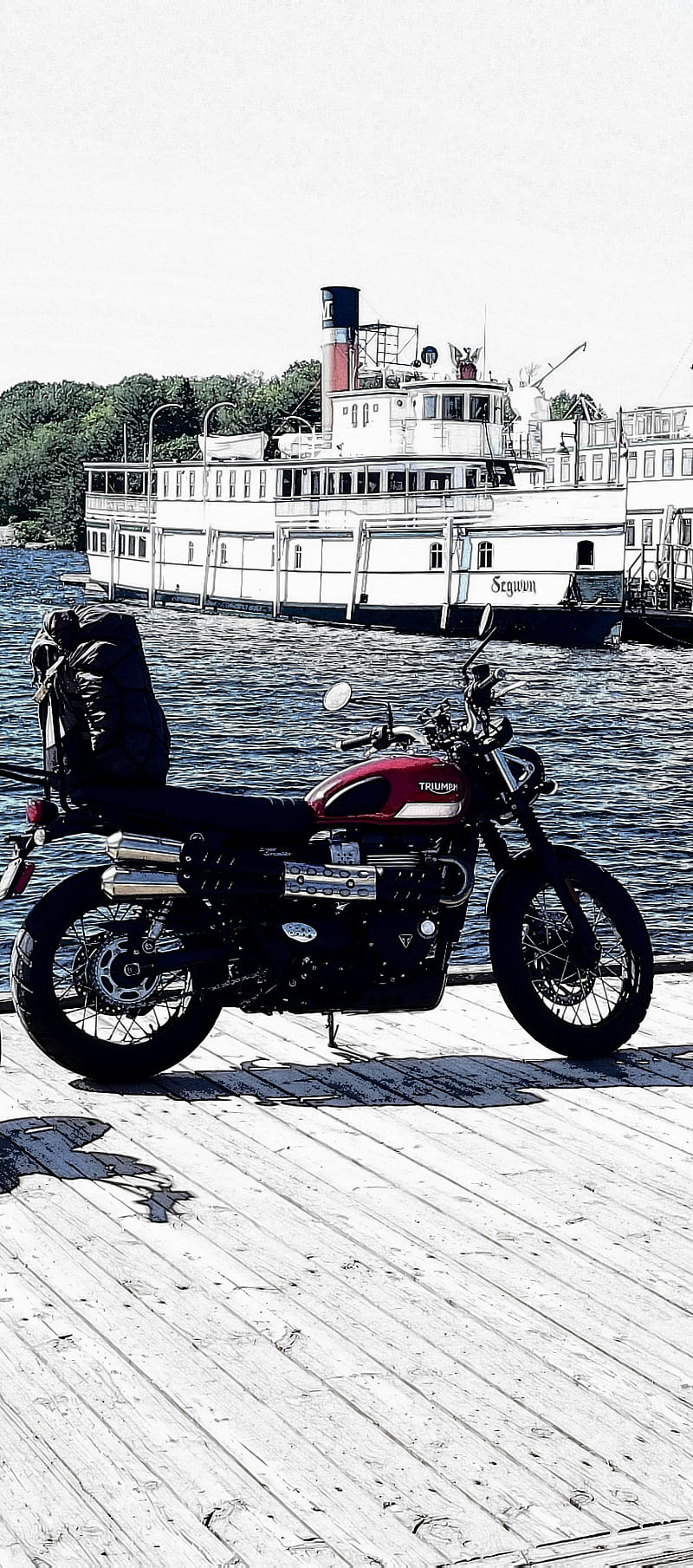 TRIUMPH, boat, motorcycle, street scrambler, HD phone wallpaper