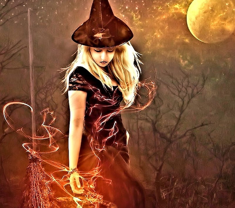 Witch And Full Moon Pretty Moon Fantasy Witch HD Wallpaper Peakpx