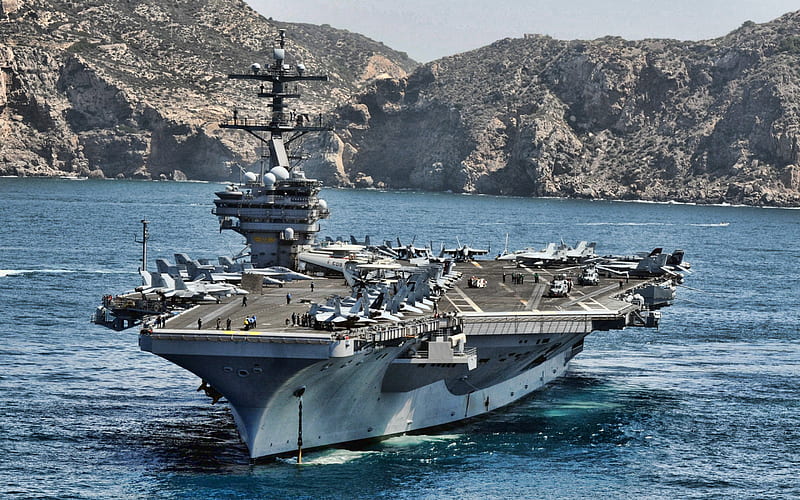 USS George HW Bush, CVN-77, aircraft carrier, Ike, United States Navy, US army, battleship, US Navy, Nimitz-class, USS George HW Bush CVN-77, HD wallpaper