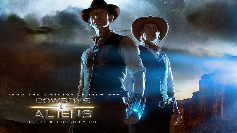 Cowboys & Aliens Poster, harrison ford, aliens, jon favreau, daniel craig, cowboys, HD wallpaper