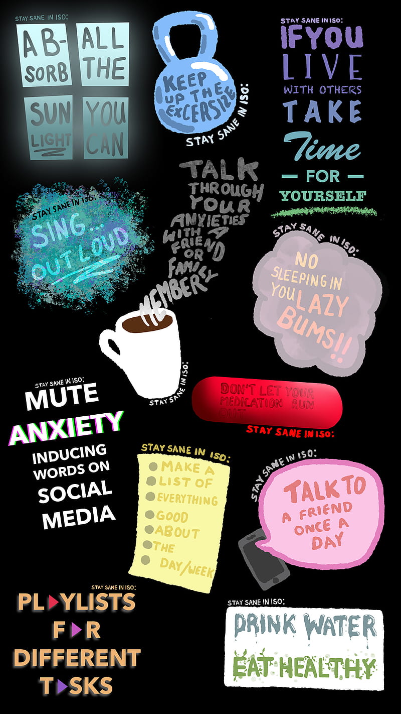 Tips to Stay Sane, Tips, anxiety, drawing, hand drawn, illustration, mental health, mindfulness, screensaver, stress, HD phone wallpaper