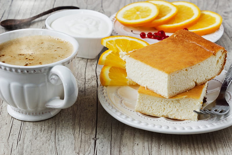 Food, Coffee, Cake, orange (Fruit), HD wallpaper
