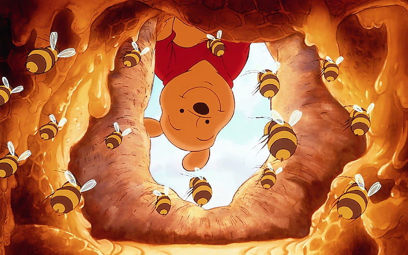 winnie the pooh, bee, winnie, pooh, hive, HD wallpaper