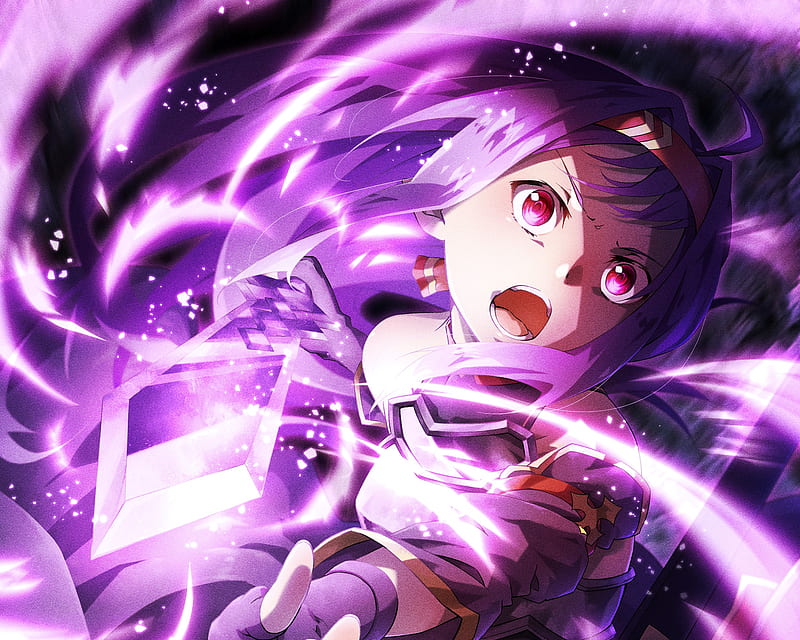 Yuuki Konno, girl with purple hair, SAO, manga, Sword Art Online, Konno Yuki,  HD wallpaper