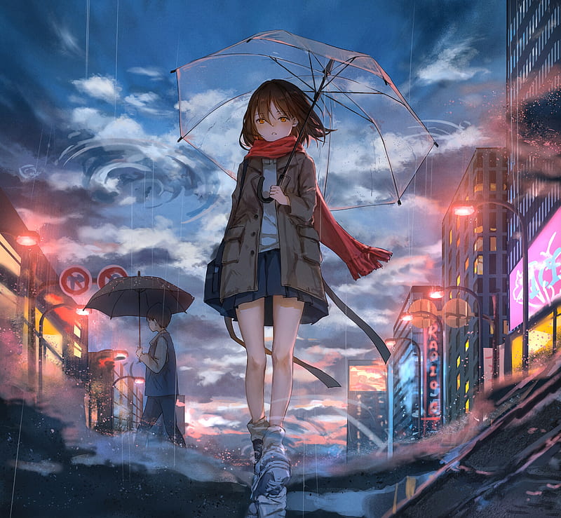 Wallpaper ID: 71586 / anime girl, anime, artist, artwork, digital art, hd,  4k, rain free download