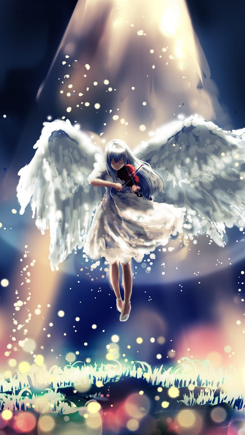 anime angel girl flying drawing