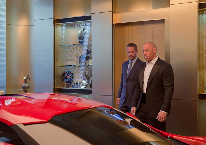 Furious 7 (2015), red, movie, action, man, Paul Walker, Furious 7, car, Vin Diesel, actor, HD wallpaper