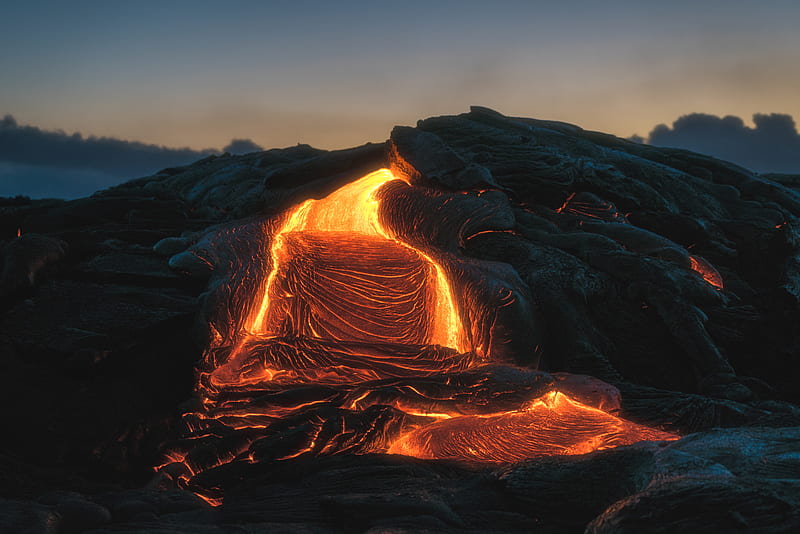 volcano, lava, fiery, melting, HD wallpaper
