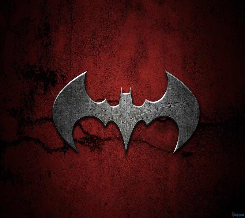 Batman, logo, red, HD wallpaper
