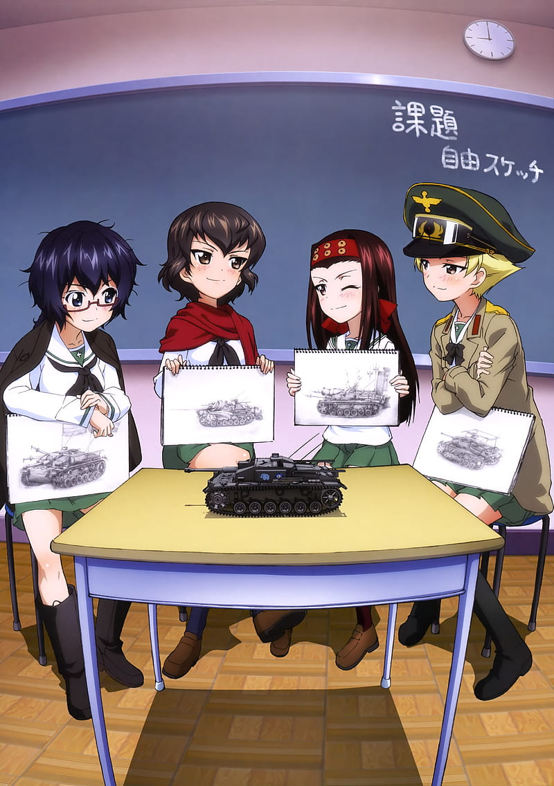 Girls und Panzer, Erwin (Girls und Panzer), Nogami Takeko, Kiyomi Sugiyama, Caesar (Girls und Panzer), HD phone wallpaper