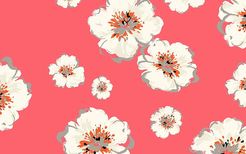 Texture, pink, white, pattern, flower, paper, watercolor, HD wallpaper