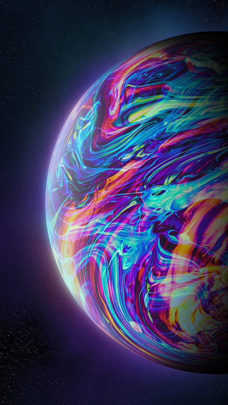 Fluid Colorful Planet, Color, Geoglyser, abstract, blue, cosmos, dream, earth, galaxy, orange, pink, psicodelia, purple, rainbow holographic, solar system, space, stars, texture, vaporwave, HD phone wallpaper