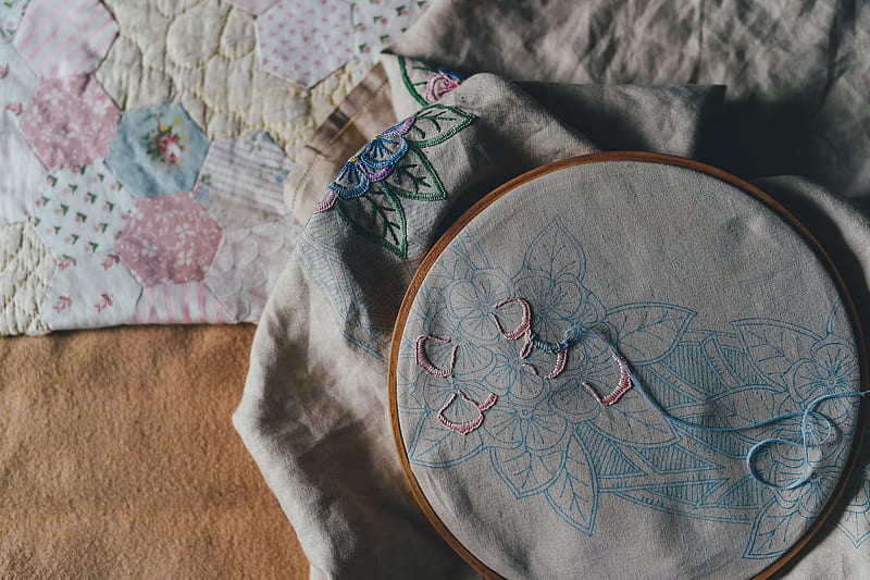 embroidery near textile, HD wallpaper