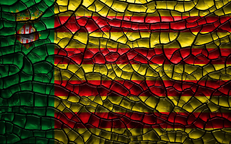 Flag of Castellon spanish provinces, cracked soil, Spain, Castellon flag, 3D art, Castellon, Provinces of Spain, administrative districts, Castellon 3D flag, Europe, HD wallpaper