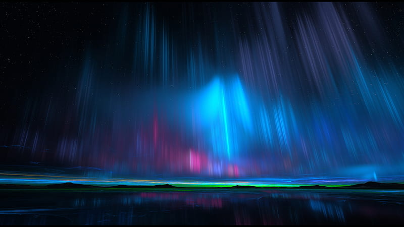northern lights, scenic, aurora, stars, Landscape, HD wallpaper