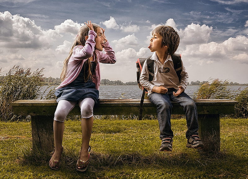 Naughty, adrian sommeling, children, creative, situation, boy, fantasy, girl, copil, HD wallpaper
