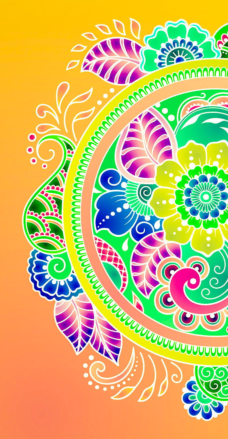 Colorful Rangoli Flower Design on Floor Closeup Stock Photo - Image of  closeup, highquality: 206190528