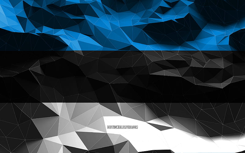 Estonian flag, low poly art, European countries, national symbols, Flag of Estonia, 3D flags, Estonia flag, Estonia, Europe, Estonia 3D flag, HD wallpaper