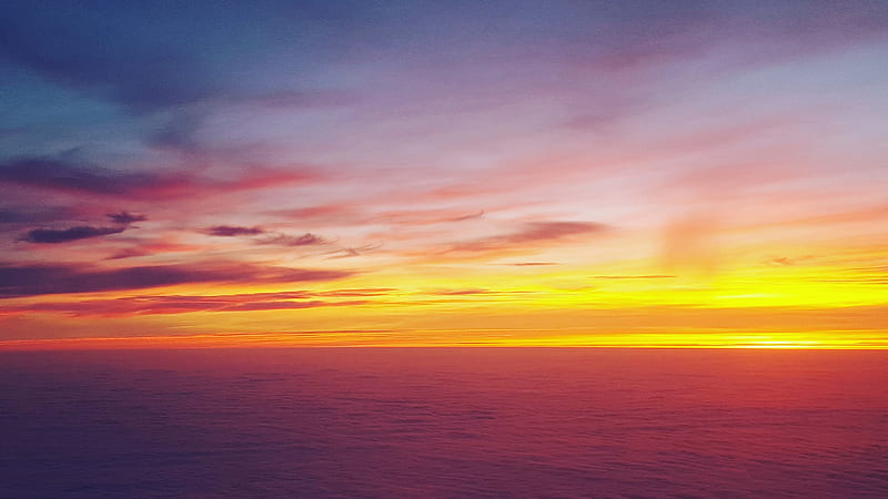 Calming Sunset Over the Ocean, calm, ocean, nature, clouds, sky, HD wallpaper