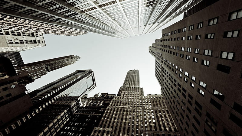 new york city skyscrapers, city, upwards, buildings, tall, skyscrapers, HD wallpaper