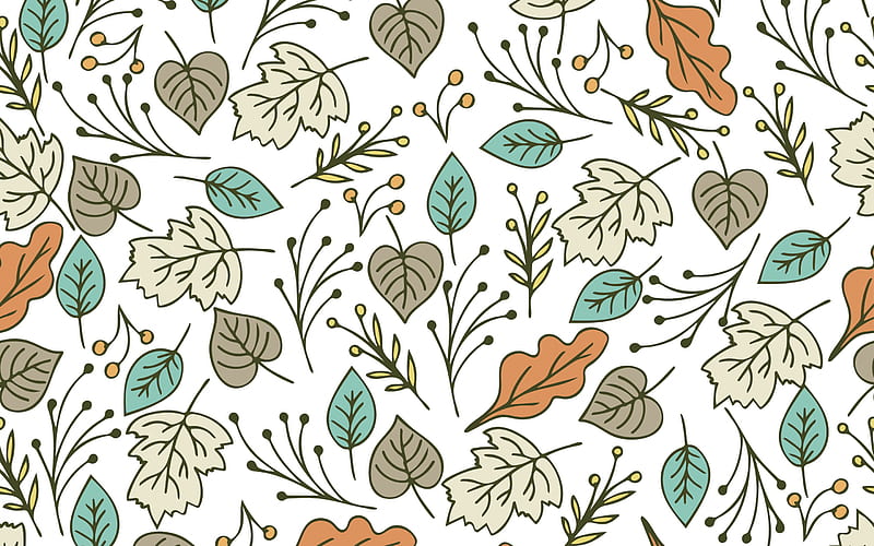 retro texture with leaves, retro leaves background, retro texture, floral retro background, floral texture, autumn texture, retro autumn background, HD wallpaper