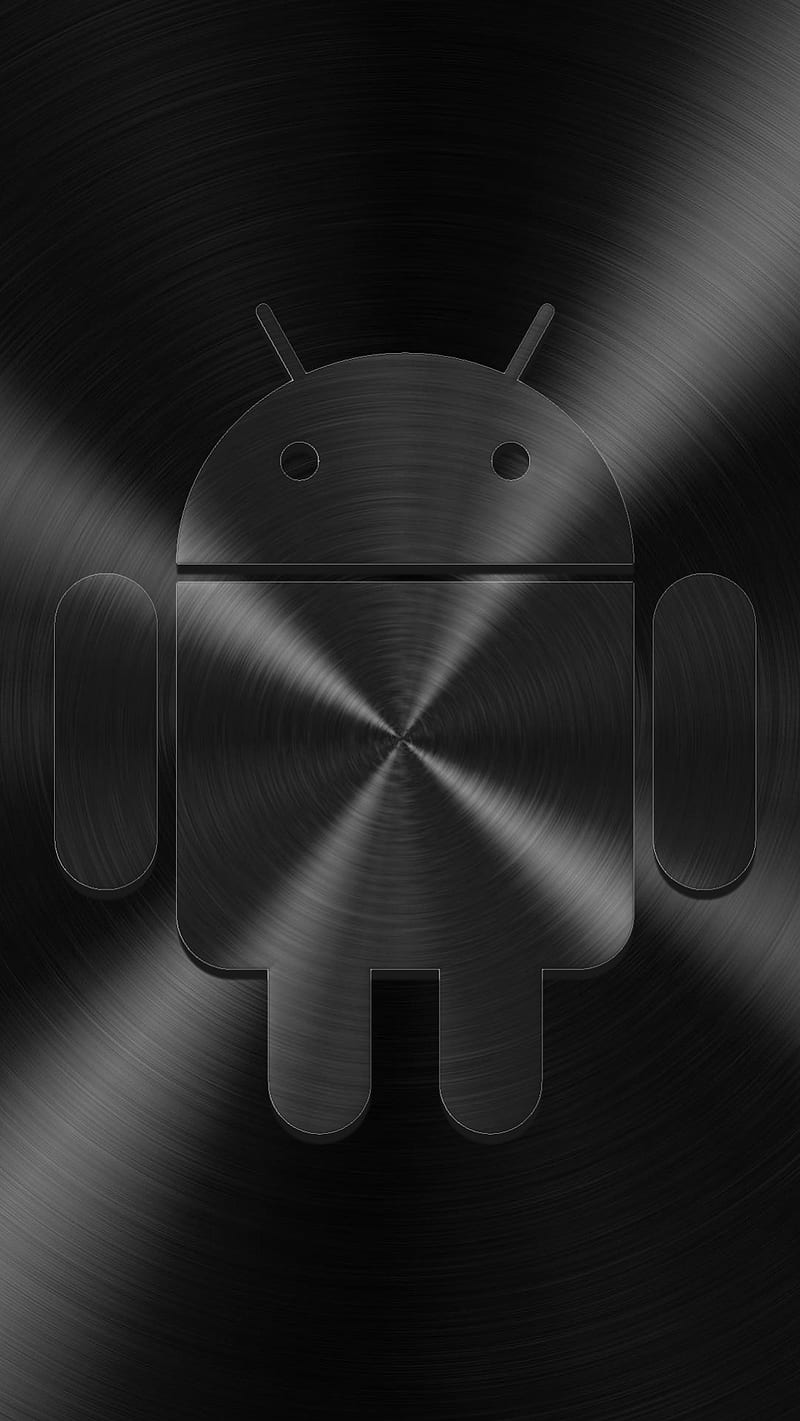 droid, android, black, logo, metal, HD phone wallpaper