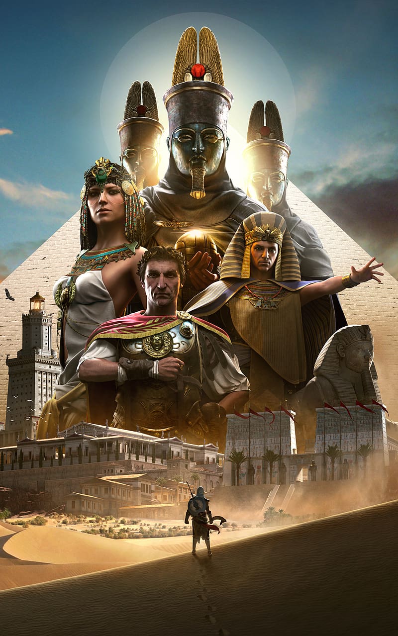 Assassin's Creed, Julius Caesar, Video Game, Cleopatra, Assassin's Creed Origins, Bayek Of Siwa, Ptolemy Xiii, HD phone wallpaper