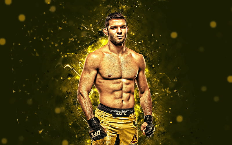 Thiago Moises yellow neon lights, Brazilian american fighters, MMA, UFC, Mixed martial arts, Thiago Moises , UFC fighters, MMA fighters, HD wallpaper