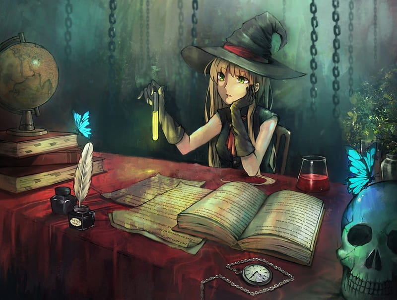 Anime witch, witch, art, anime, chemistry, HD wallpaper | Peakpx