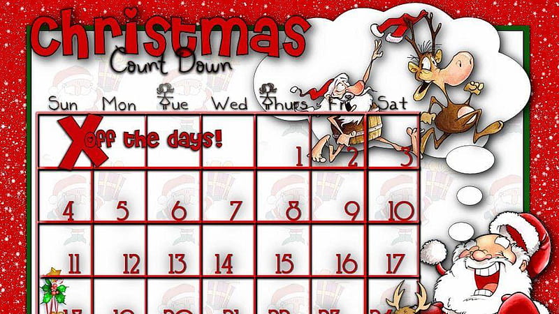 Calendar With Cartoon Toys And Santa Claus Christmas Countdown, HD wallpaper