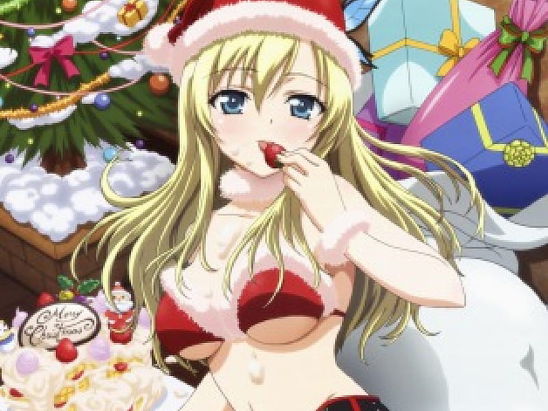 Sexy Santa Girl, red, lovely, strawberry, christmas, manga, blonde, sexy,  bikini, HD wallpaper | Peakpx