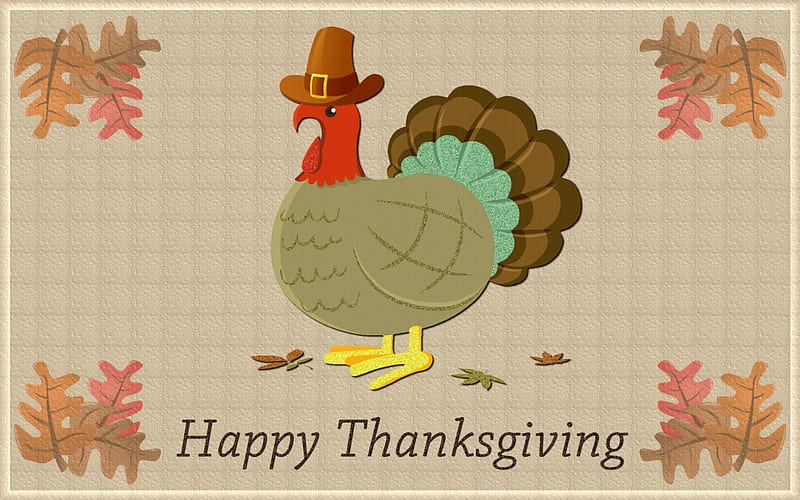 Happy Thanksgiving, leaves, Thanksgiving, turkey, Holiday, hat, HD ...