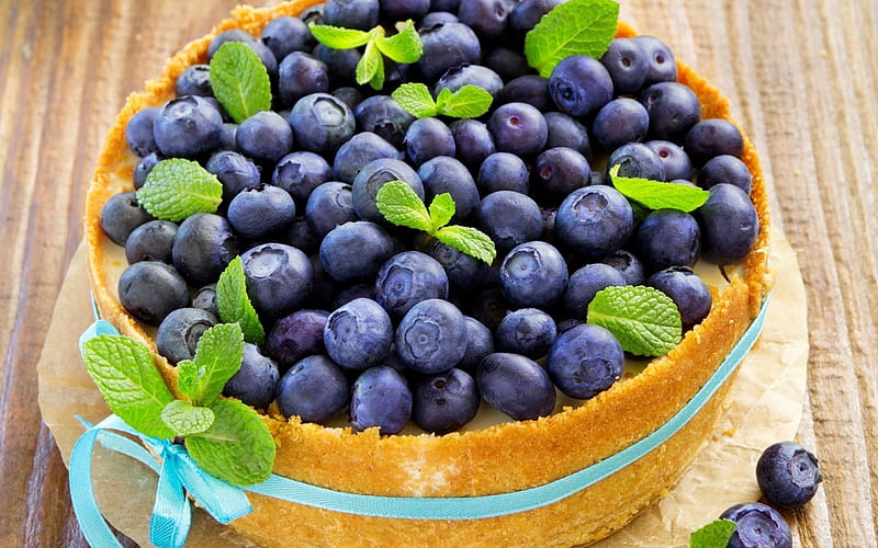 blueberries, berries, plate, HD wallpaper