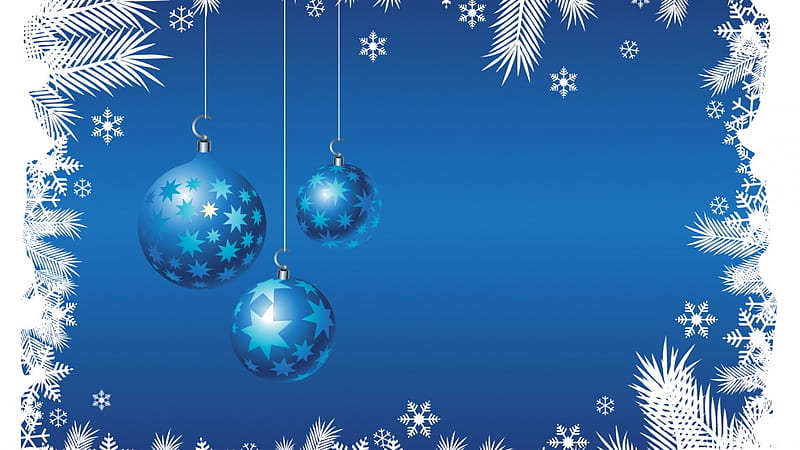 Blue Christmas, balls, christmas, snowflakes, decorations, graphics ...