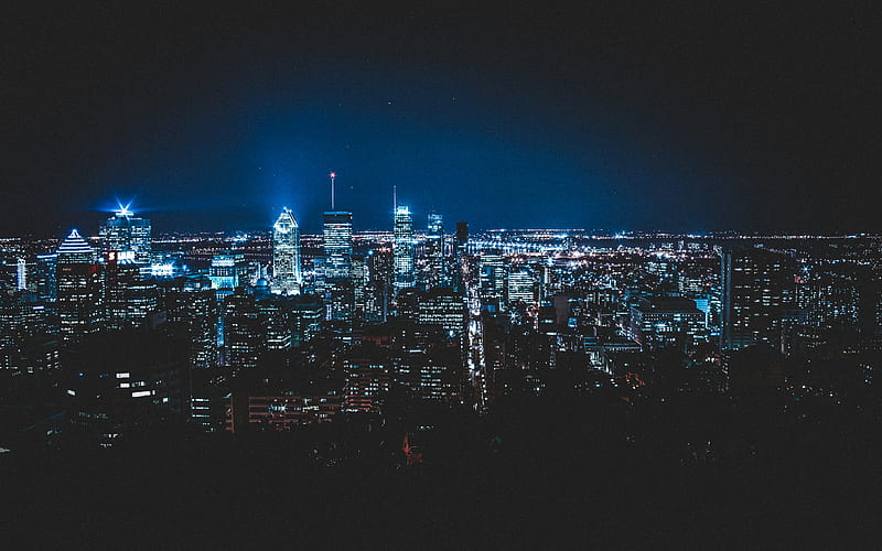 Montreal nigtscapes, skyscrapers, North America, Canada, HD wallpaper
