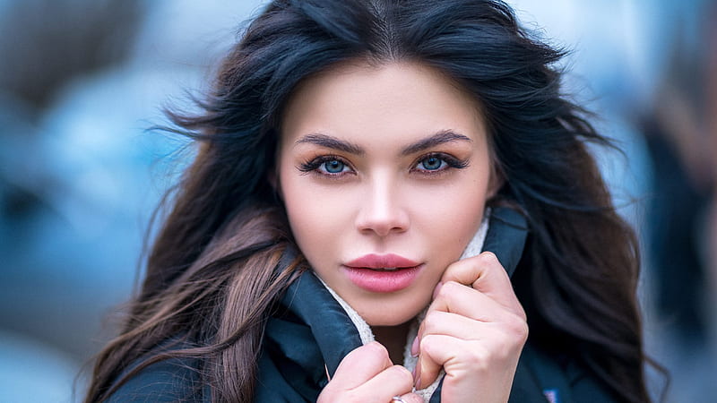Attractive Look Of Julia Khoshafyan With Black Hair And Blue Eyes Julia Khoshafyan, HD wallpaper