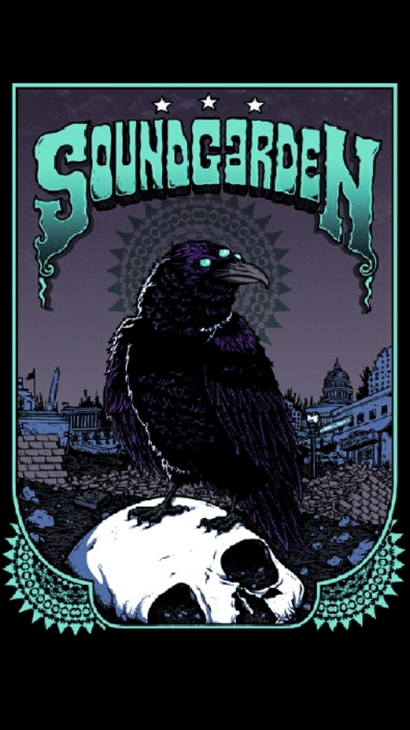 Soundgarden Raven, chris cornell, crow, desenho, music, rock, seattle, skull, skulls, HD phone wallpaper