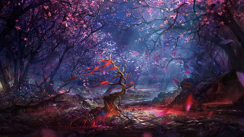 fantasy landscape, colorful, scenic, trees, Fantasy, HD wallpaper